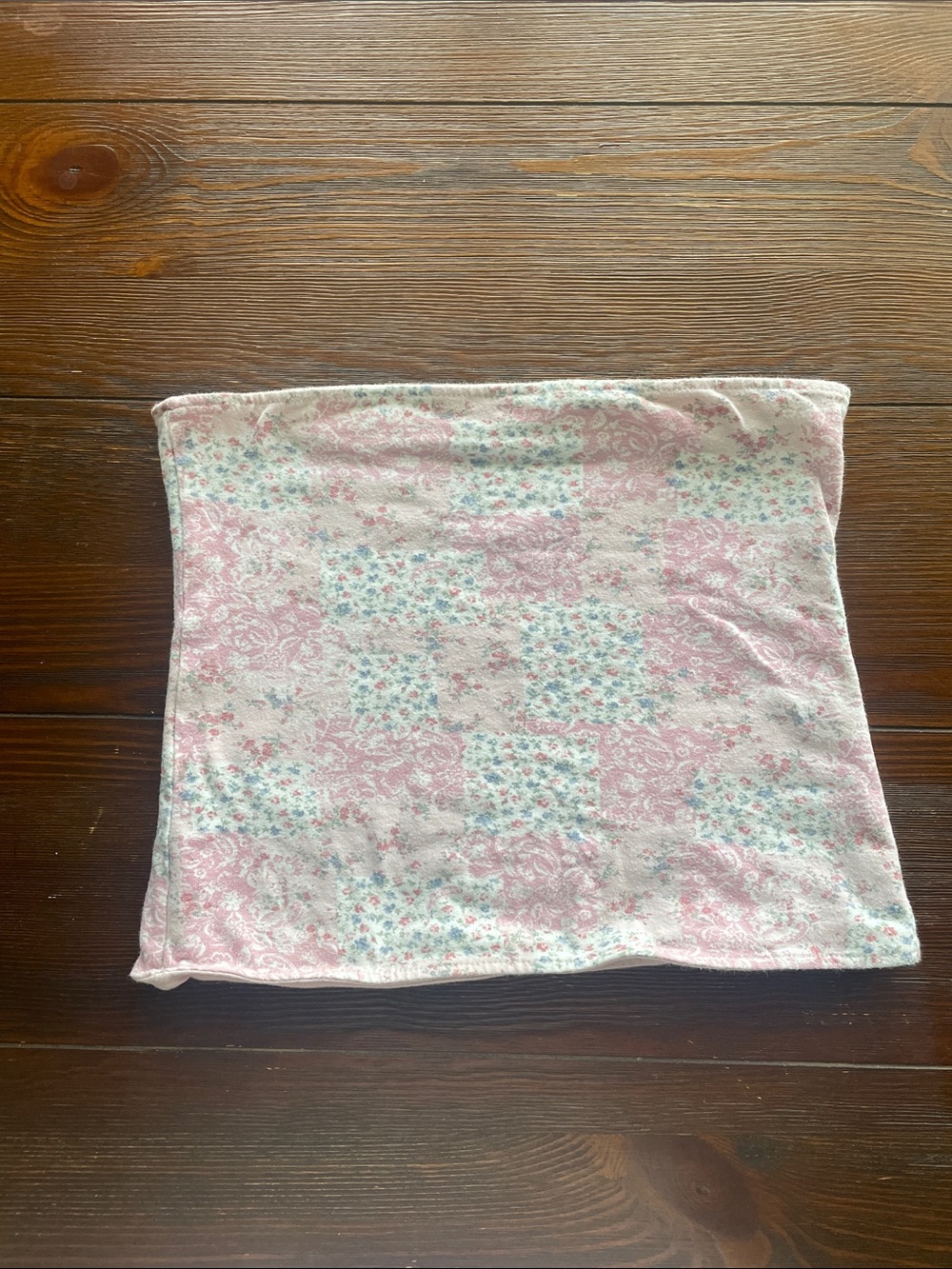 Floral Patchwork Pastel Tube Top — Pink & Light Blue